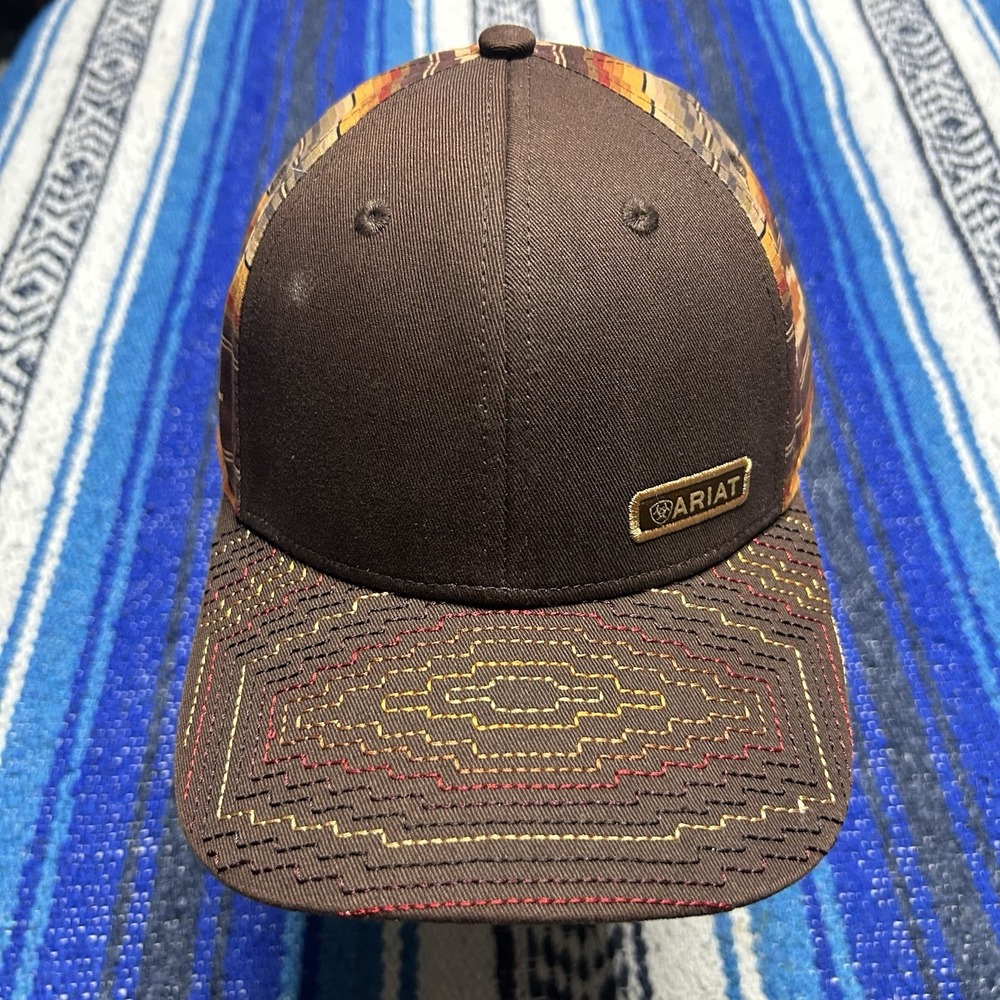 Ariat Ladies Western Brown Aztec Pattern Adjustable Hat Rodeo Ranch Workwear